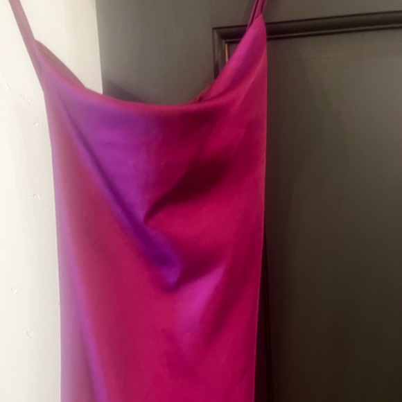 Luxurious grape satin full length slip dress with cowl neck! - Picture 2 of 6